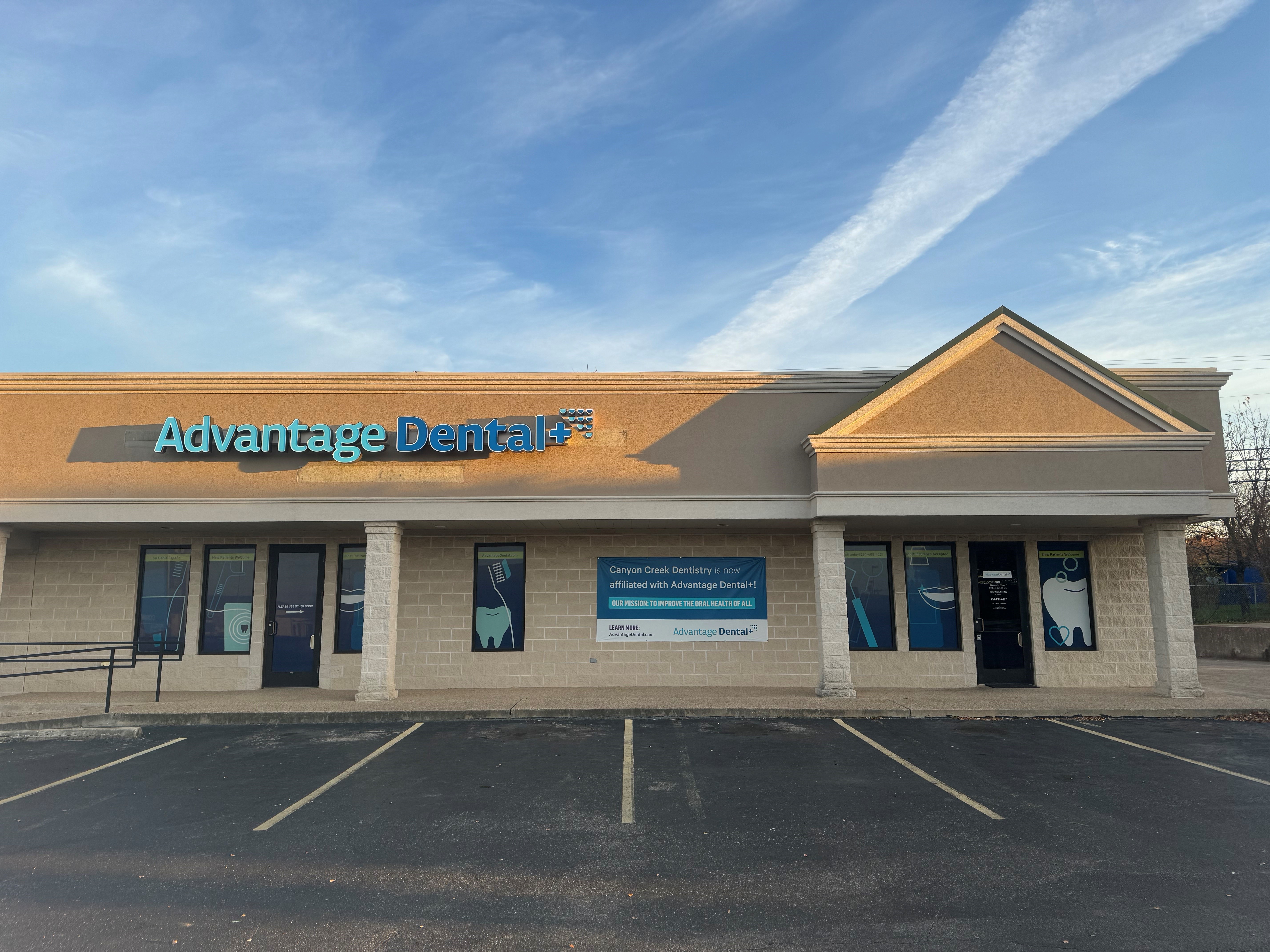 Advantage Dental+ building exterior in Temple, Texas.