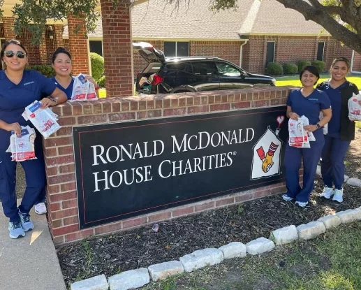 Advantage Dental+ staff in Temple, Texas donate to a local Ronald McDonald House Charity.